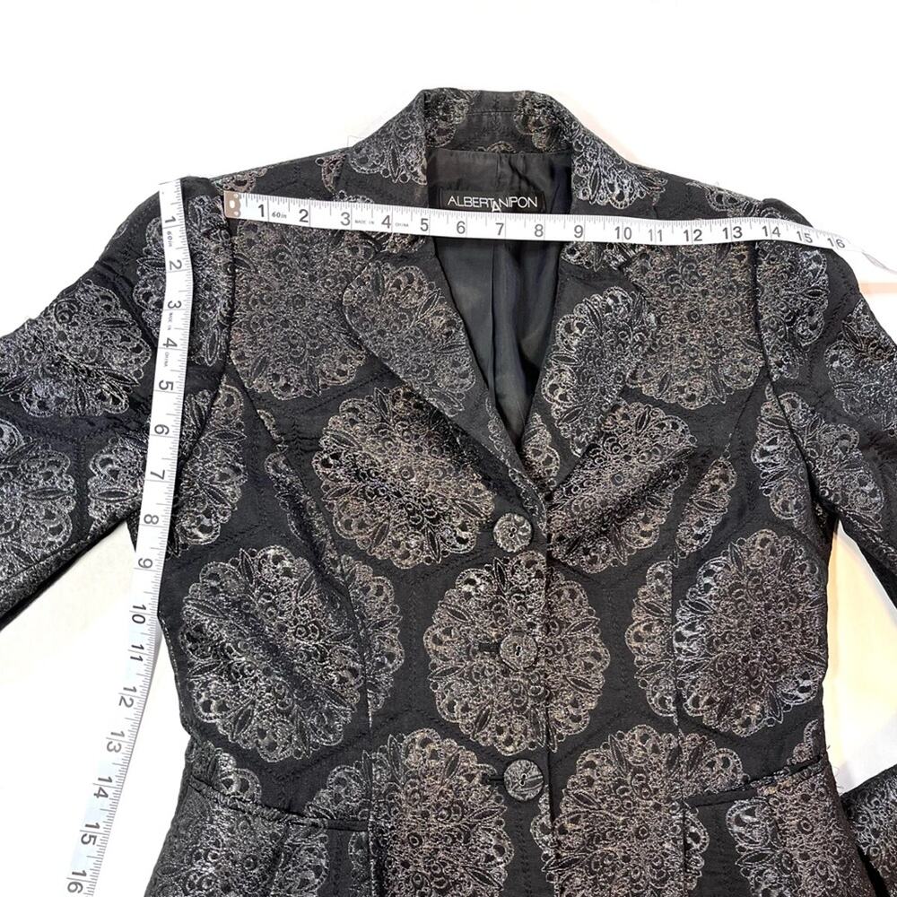 Albert Nipon Vintage Metallic Print Three Button … - image 4